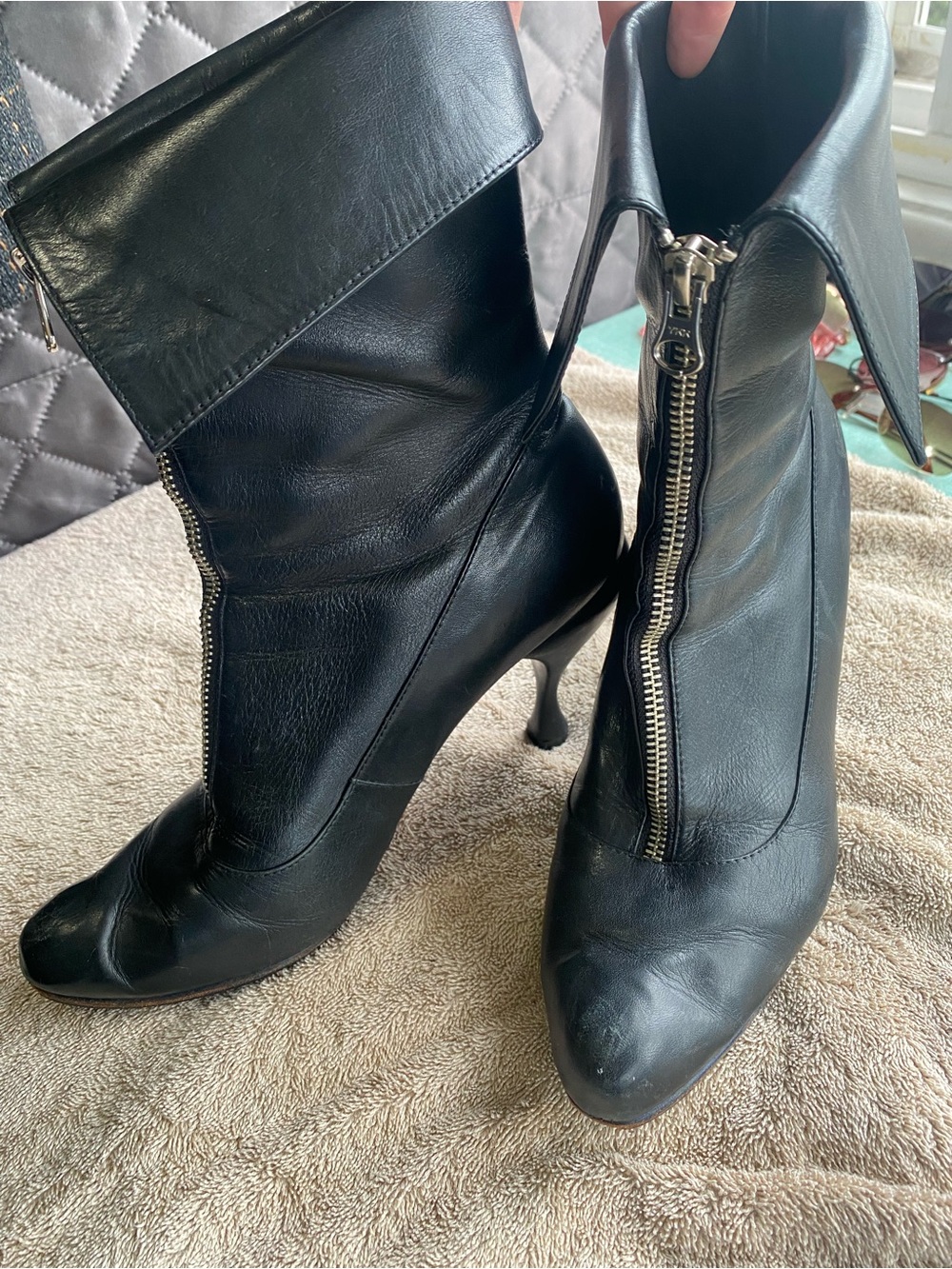 RARE Vintage John Fluevog "Second Miracles Huascaran" Black Leather Boots 9.5